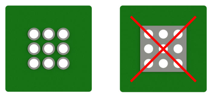 Processing note soldering pad Processing note for Powerelements that a soldering pad is not to be laid out over the entire area